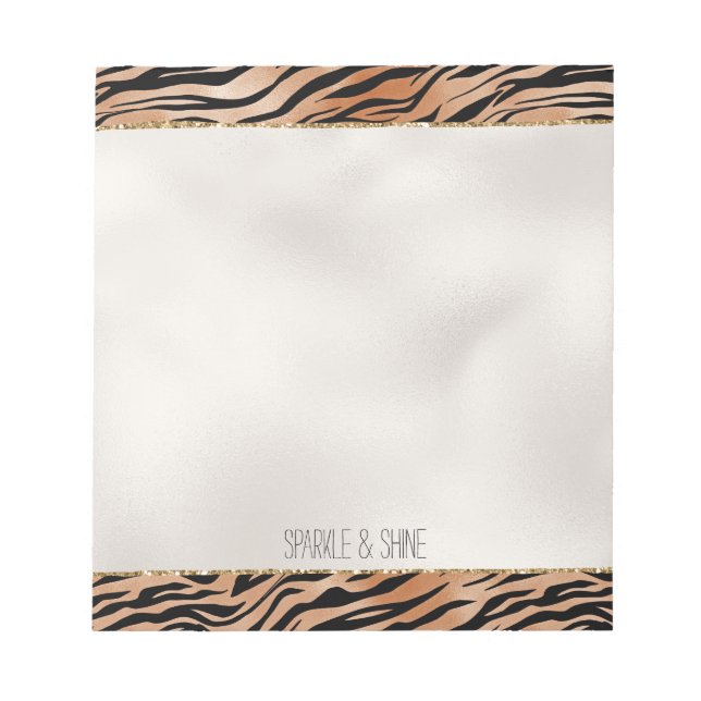 Orange Black Tiger Print Notepad (Front)