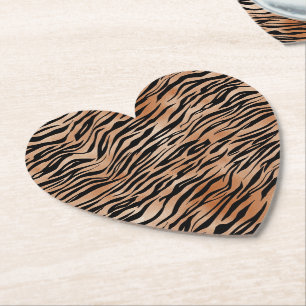Orange Black Tiger Print Paper Coaster