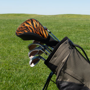 Orange Black Tiger Stripes Animal Print Golf Head Cover