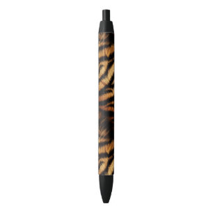 Orange Black Tiger Stripes Animal Print Ink Pen