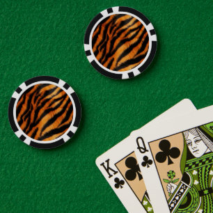 Orange Black Tiger Stripes Animal Print Poker Chips