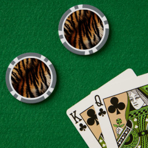Orange Black Tiger Stripes Animal Print Poker Chips
