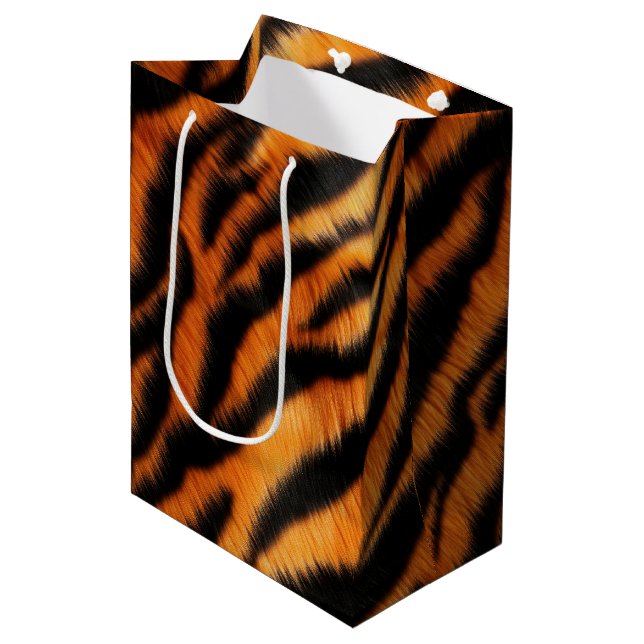 Orange Black Tiger Stripes  Medium Gift Bag (Front Angled)