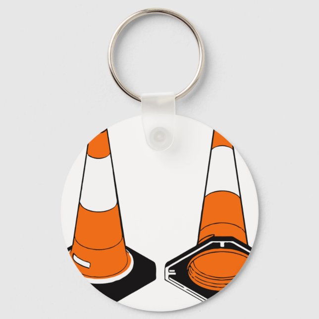 orange black  Traffic cones safety pylons Key Ring (Front)