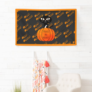 Orange Black Typography Pattern Halloween Party Banner