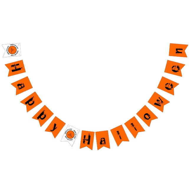 Orange Black Typography Scary Happy Halloween Bunting (All)