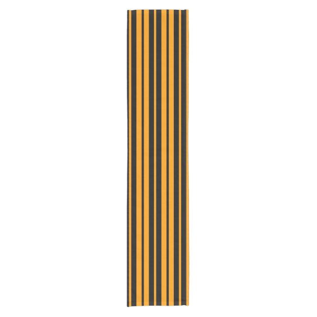 Orange Black Vertical Stripes Pattern Design Short Table Runner (Front)