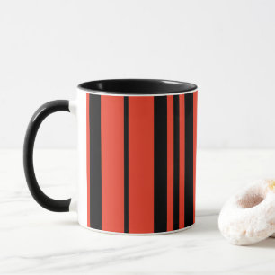 Orange Black Vertical Stripes Pattern Mug