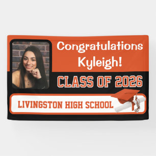 Orange & Black Vinyl Graduation Banner