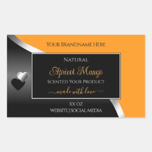 Orange Black Wavy Silver Cute Hearts Product Label
