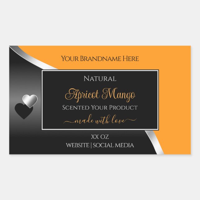 Orange Black Wavy Silver Cute Hearts Product Label (Front)