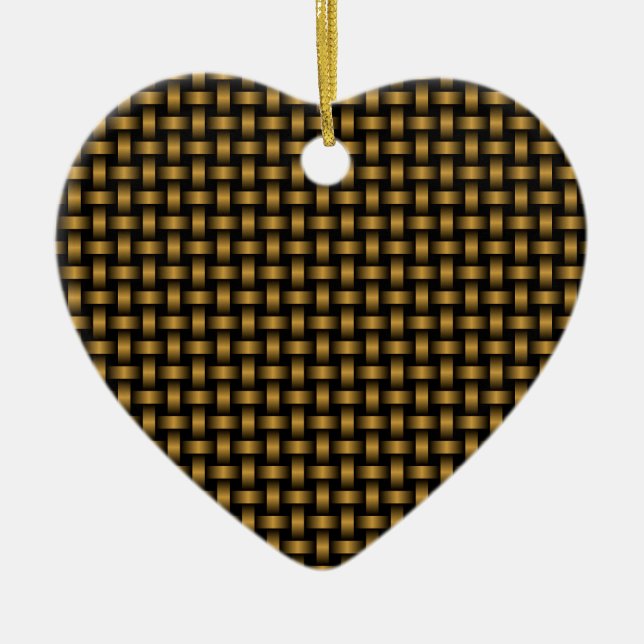 Orange Black Weave Pattern Ceramic Tree Decoration (Front)