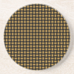 Orange Black Weave Pattern Coaster