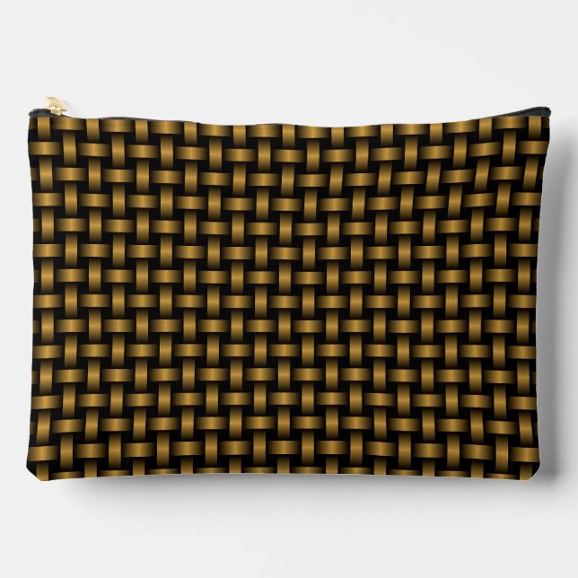 Orange Black Weave Pattern Large Accessory Pouch (Front)