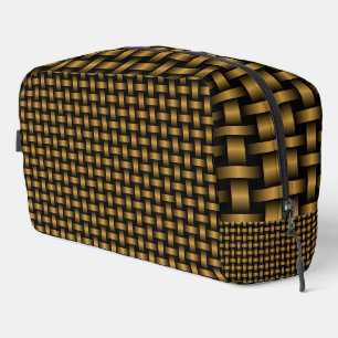 Orange Black Weave Pattern Toiletry Bag