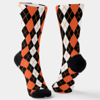 Orange Black White Argyle Diamond Design 