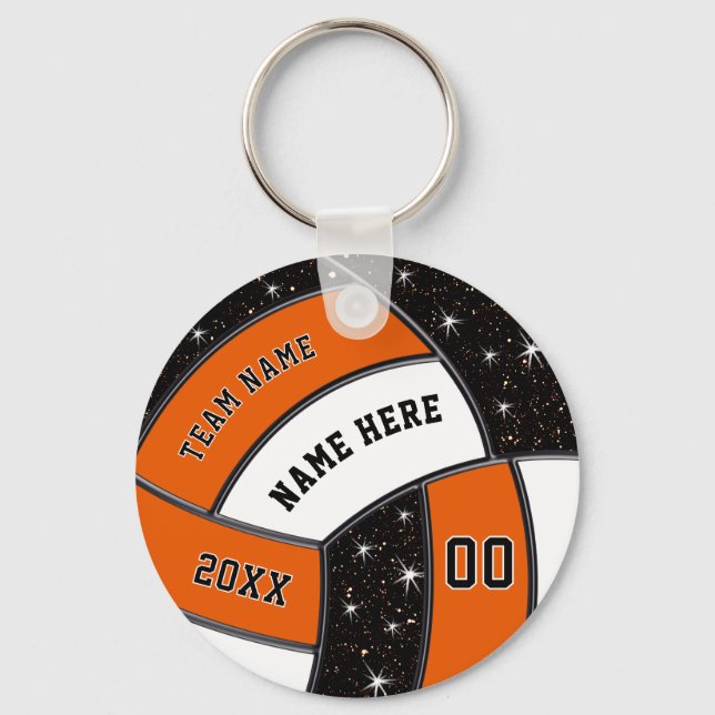 Orange, Black, White Cheap Volleyball Gift Ideas Key Ring (Front)