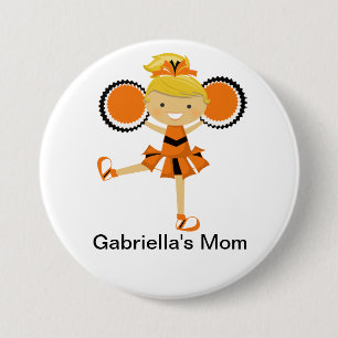 Orange, Black & White Cheer Mum Button