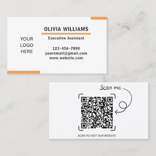 Orange Black White Customisable Logo Template & QR Business Card