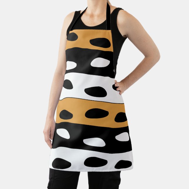 Orange Black White Stripes Apron (Insitu)