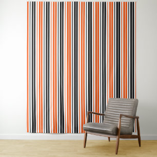 Orange Black White Stripes Pattern Design  Tapestry