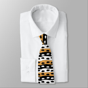 Orange Black White Stripes Tie