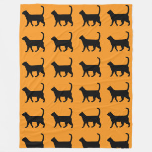Orange Blanket with Black Cat Pattern – Cosy