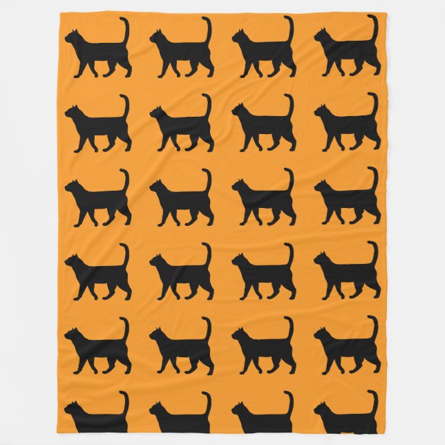Orange Blanket with Black Cat Pattern – Cosy  (Front)