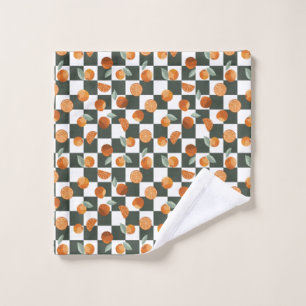 Orange Bliss Dark Teal Checkers Wash Cloth