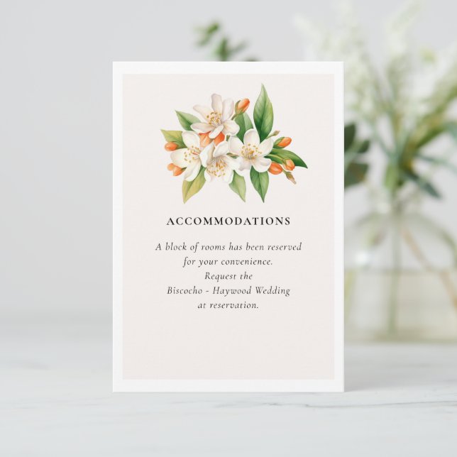Orange Blossom and Jasmine Wedding Enclosure Card (Standing Front)
