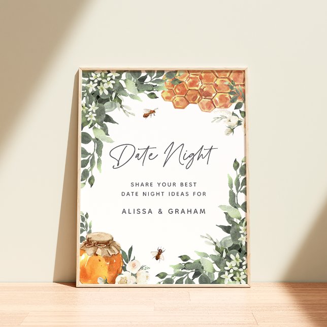 Orange Blossom Bee Bridal Shower Date Jar Sign (Creator Uploaded)