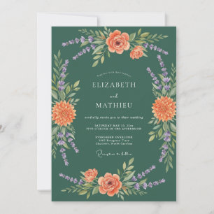 Orange Blossom Botanical Arch Wedding Invitation