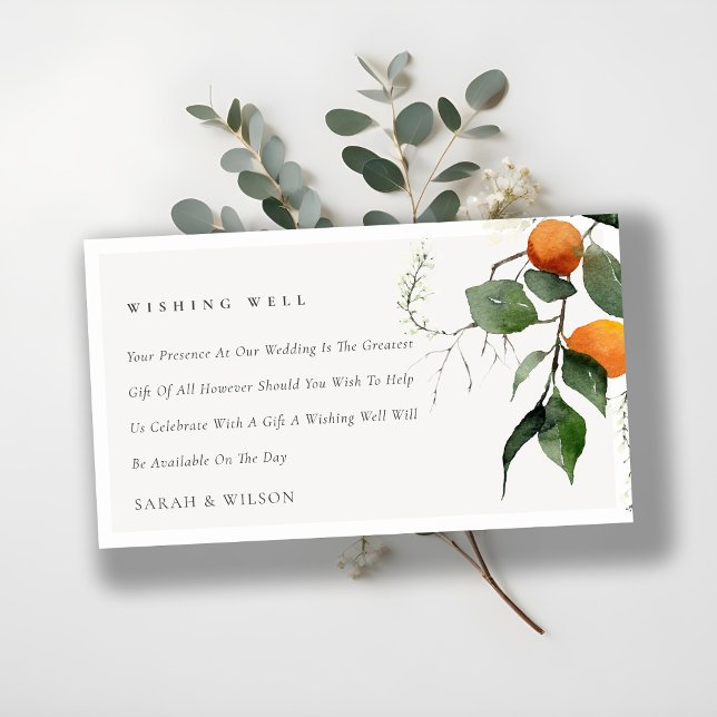 Orange Blossom Botanical Wedding Wishing Well Enclosure Card (Creator Uploaded)