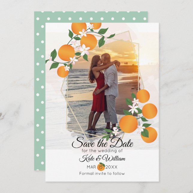 Orange Blossom Citrus Wedding Save The Date (Front/Back)