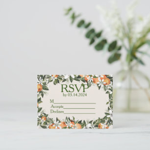 Orange & Blossom Elegant Floral Wedding Enclosure Card