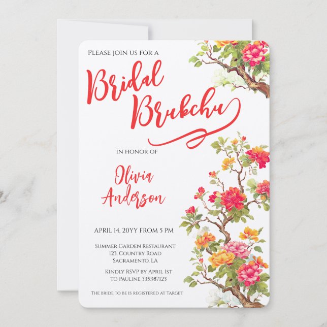 Orange Blossom Floral Bridal Shower Invitation (Front)