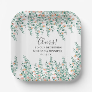 Orange Blossom Floral Bridal Shower Paper Plate