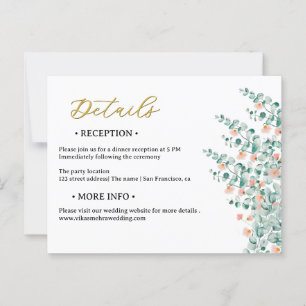 Orange Blossom Floral Wedding Details Postcard