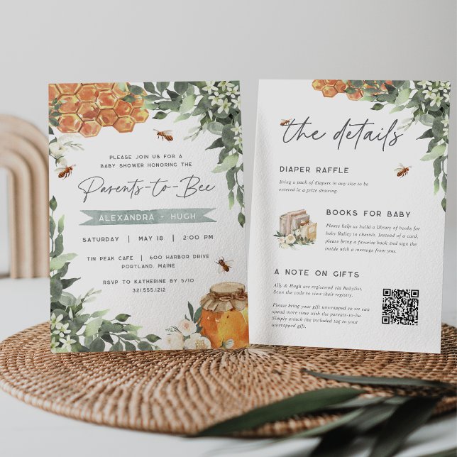 Orange Blossom Honey Bee Baby Shower Invitation (Creator Uploaded)