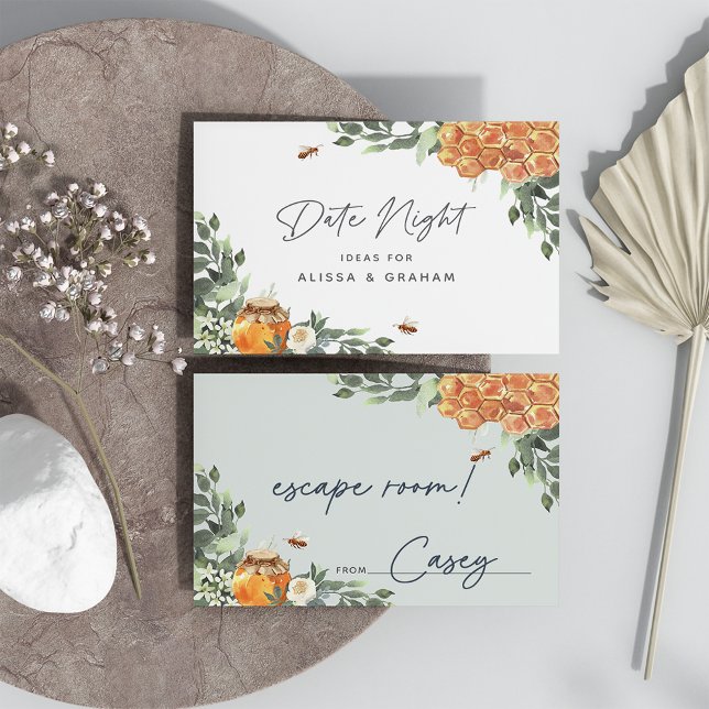 Orange Blossom Honey Bee Bridal Shower Date Night Enclosure Card (blank on one side for guests to share their date night ideas)