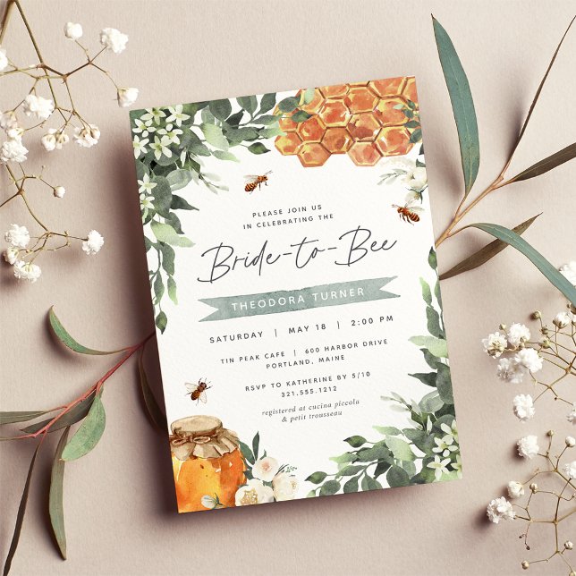 Orange Blossom Honey Bee Bridal Shower Invitation (Creator Uploaded)