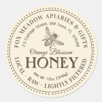 Orange Blossom Honey Flying Bee Dotted Border