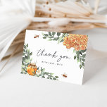 Orange Blossom Honeybee  Thank You Card<br><div class="desc">Designed to match our Orange Blossom Honey bee-themed event stationery collection, this sweet nature-inspired design features honeycombs, green watercolor botanical foliage, white flowers, and buzzing honeybees. "Thank you" appears in the centre in handwritten script lettering, with a line of custom text beneath. Blank inside for your handwritten message; or, use...</div>