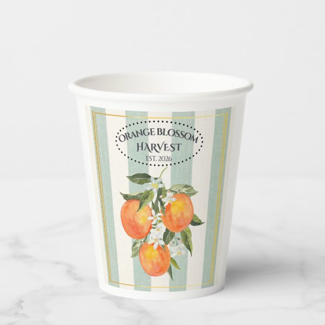 Orange Blossom - Mediterranean Citrus Label Paper Cups (Front)