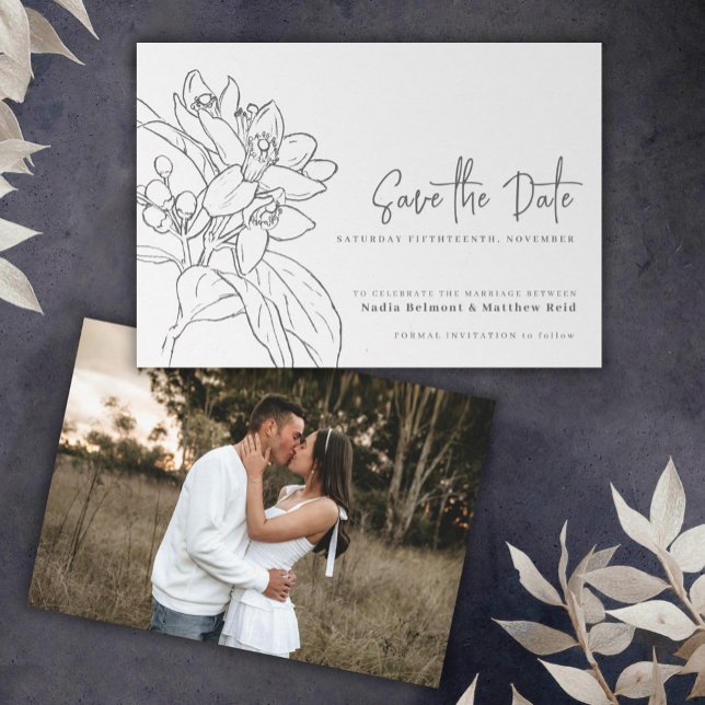Orange blossom mono photo wedding save the date (Creator Uploaded)