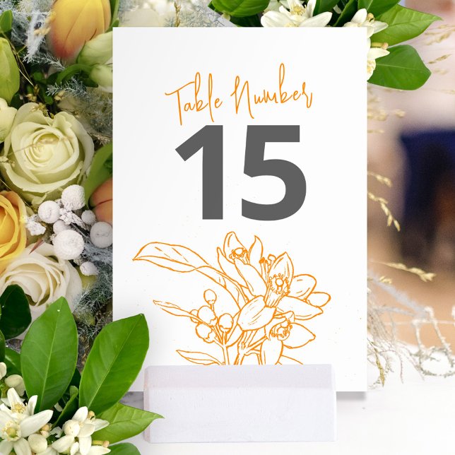 Orange blossom photo wedding orange grey table number (Creator Uploaded)
