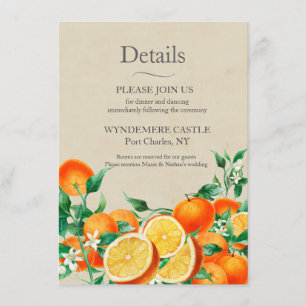 Orange Blossom Wedding QR Code Enclosure Card