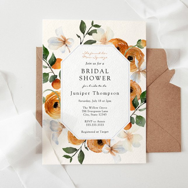 Orange Blossoms and Clementines Bridal Shower Invitation (Creator Uploaded)