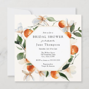 Orange Blossoms and Clementines Bridal Shower  Invitation