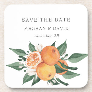 Orange Blossoms Citrus Botanical Wedding   Coaster